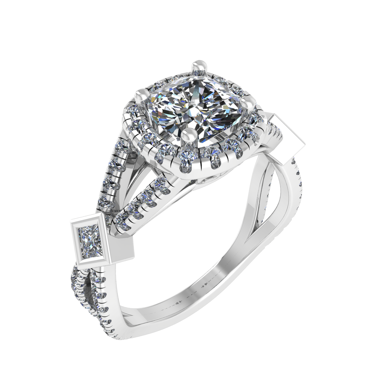 HALO TWISTING 6.00mm x 6.00mm CUSHION ENGAGEMENT RING